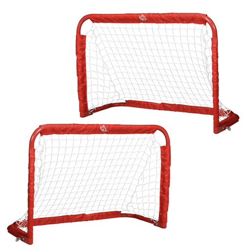 HOMCOM Conjunto de 2 balizas de futebol dobráveis u200Bu200Bcom rede Tetrolon para a prática de futebol 90x36x 60cm vermelho