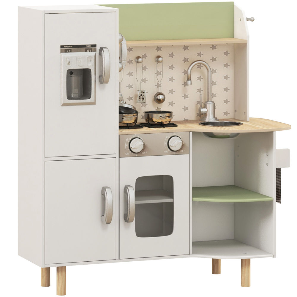 Cocina de Juguete MDF, Pino, PP, Acero Inoxidable AIYAPLAY