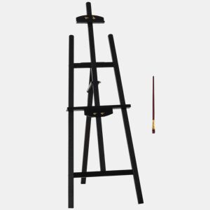 HOMCOM Cavalete Pintura de Madeira Cavalete de Desenho Estúdio Inclinável 90° com Suporte Tripé e Pincel 51,5x71,5x134,5cm Preto