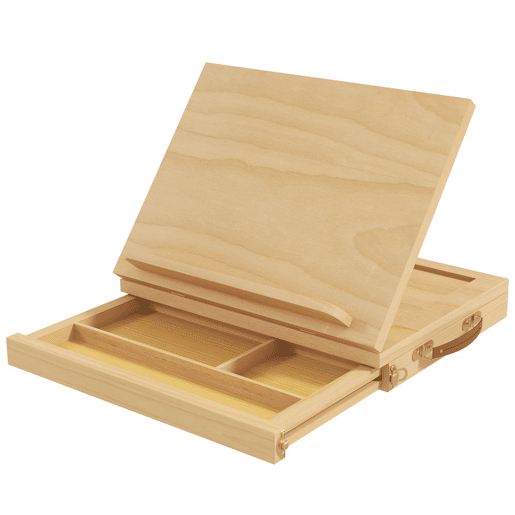 Vinsetto Cavalete de Mesa Ajustável Caixa Cavalete de Madeira de Faia com Gaveta de Armazenamento Cavalete de Desenho e Esboços Dobrável para Adultos Principiantes e Artistas 33,5x26x26 cm Madeira
