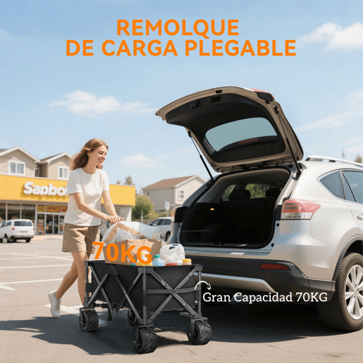 Outsunny Carrinho de Transporte Dobrável com Rodas Giratórias 360° e Guiador Ajustável 59-89 cm para Campismo Praia 108x55x61-91 cm Preto