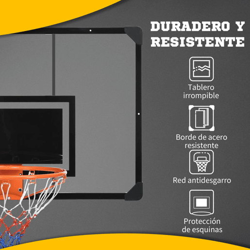 SPORTNOW Tabela de Basquetebol com Rede Tabela de Basquetebol de Parede com Quadro e Estrutura de Aço para Utilização em Interiores e Exteriores 113x61x73 cm Preto