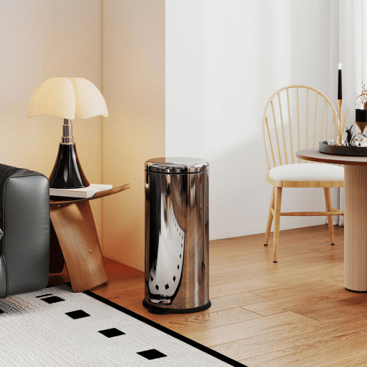 HOMCOM Balde de Lixo 30L Balde de Lixo com Abertura no Pedal Fechamento Suave e Cubo Amovível Aço Inoxidável Ø29,2x62,9 cm Prata