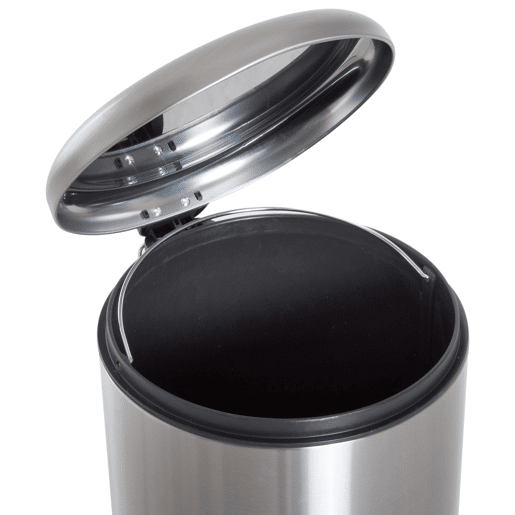 HOMCOM Balde de Lixo 30L Balde de Lixo com Abertura no Pedal Fechamento Suave e Cubo Amovível Aço Inoxidável Ø29,2x62,9 cm Prata