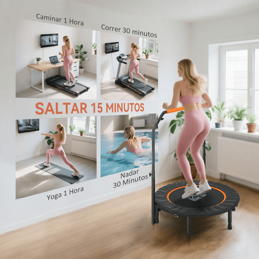 HOMCOM Trampolim Fitness Ø102 Trampolim Dobrável com Pega Ajustável em 4 Níveis Estrutura de Aço para Treino de Pernas Corpo em Casa Escritório Ginásio Preto e Laranja HOMCOM Trampolim Fitness Ø102 Trampolim Dobrável com Pega Ajustável em 4 Níveis Estrutura de Aço para Treino de Pernas Corpo em Casa Escritório Ginásio Preto e Laranja