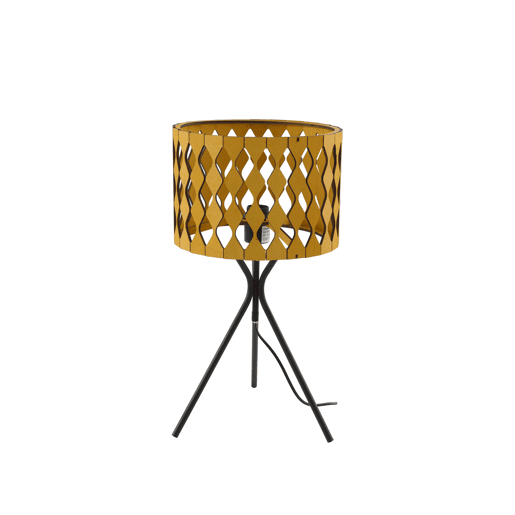 Candeeiro de mesa em contraplacado cor de mel e preto