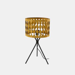 Candeeiro de mesa em contraplacado cor de mel e preto