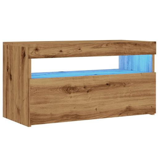 Móvel TV - Modulo de TV - Armário de TV c luzes LED 2pcs derivados madeira carvalho artisiano