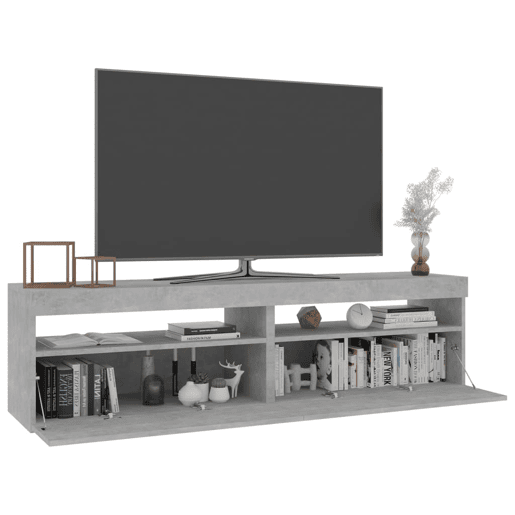 móveis de TV - Armários TV com luzes LED 2 pcs 75x35x40 cm cinzento cimento