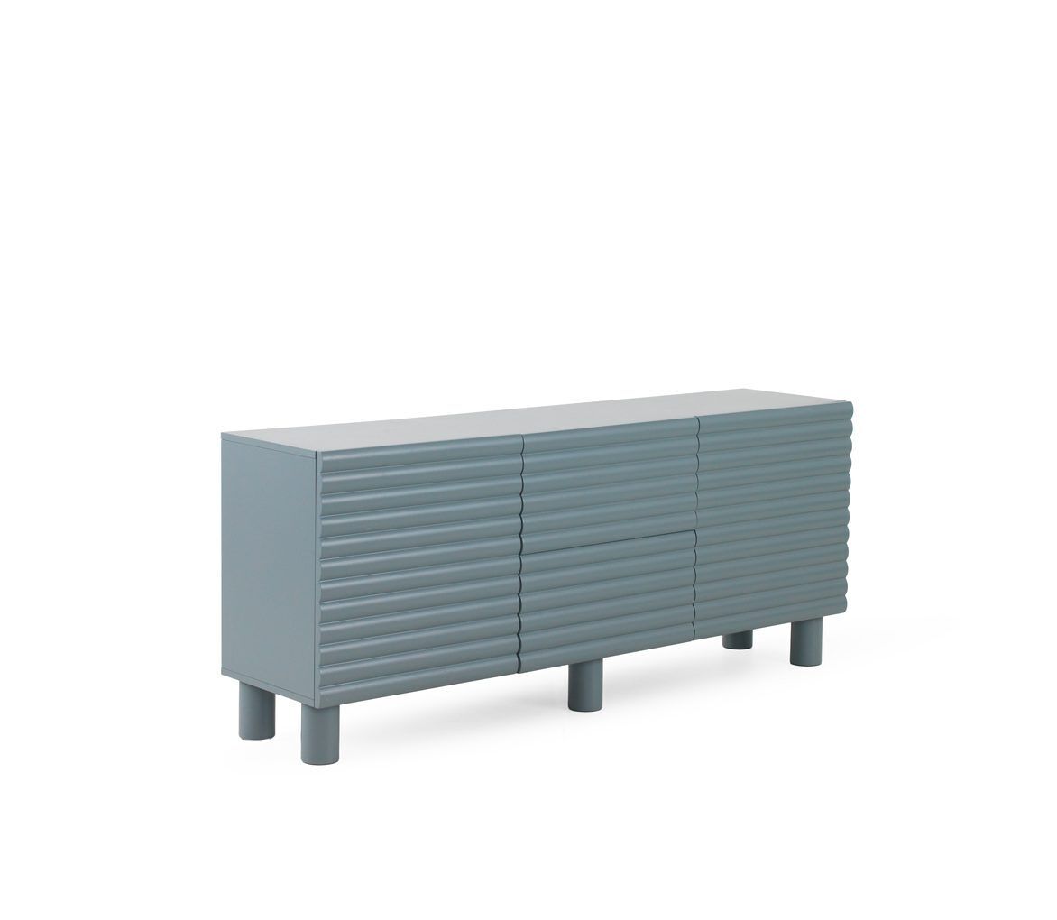 Aparador con relieve ondulado en puertas y cajones 180 Azul