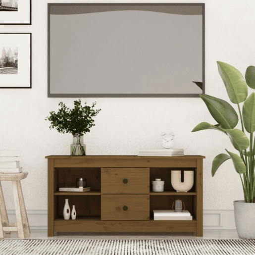 Móvel de TV - Modulo de TV - Armário de TV 103x36,5x52 cm madeira de pinho maciça castanho mel
