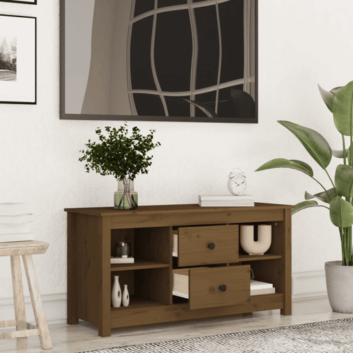 Móvel de TV - Modulo de TV - Armário de TV 103x36,5x52 cm madeira de pinho maciça castanho mel
