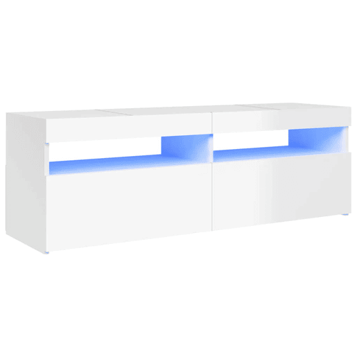 Móvel de TV - Modulo de TV - Armário de TV com luzes LED 120x35x40 cm branco brilhante