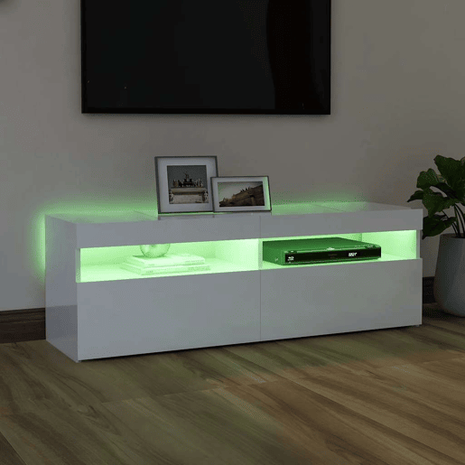 Móvel de TV - Modulo de TV - Armário de TV com luzes LED 120x35x40 cm branco brilhante