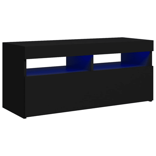 Móvel de TV - Modulo de TV - Armário de TV com luzes LED 90x35x40 cm preto