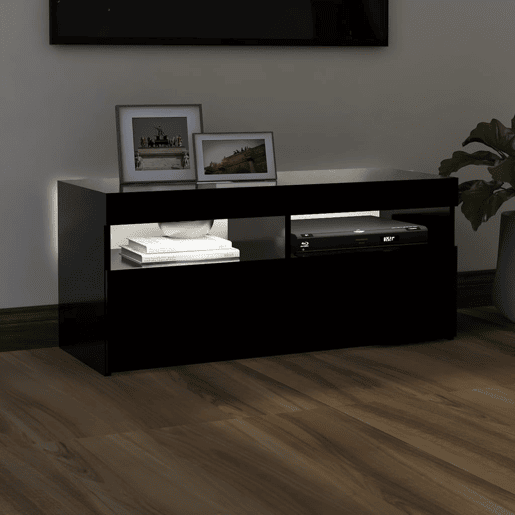 Móvel de TV - Modulo de TV - Armário de TV com luzes LED 90x35x40 cm preto