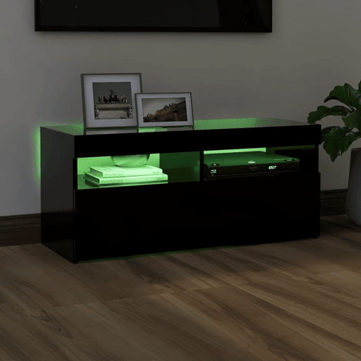 Móvel de TV - Modulo de TV - Armário de TV com luzes LED 90x35x40 cm preto