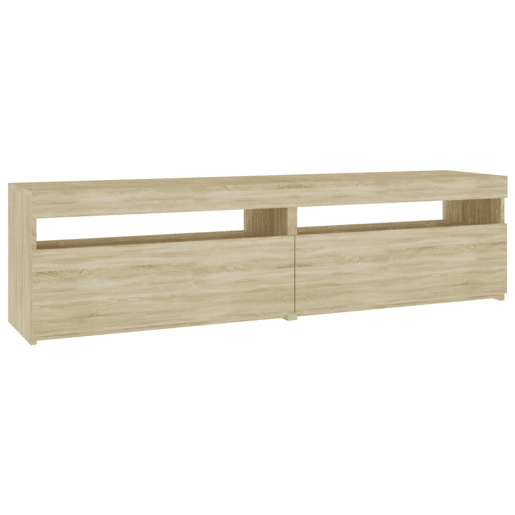 móveis de TV - Armários TV com luzes LED 2 pcs 75x35x40 cm carvalho sonoma