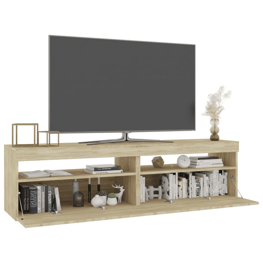 móveis de TV - Armários TV com luzes LED 2 pcs 75x35x40 cm carvalho sonoma