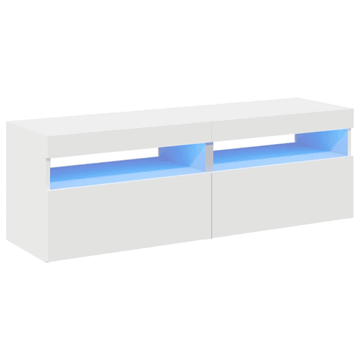 móveis de TV - Armários TV com luzes LED 2 pcs 60x35x40 cm branco