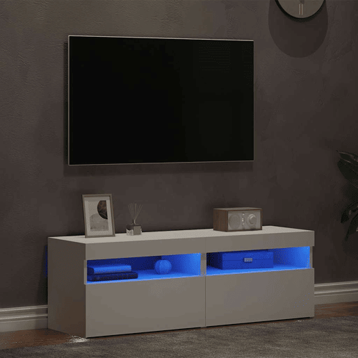 móveis de TV - Armários TV com luzes LED 2 pcs 60x35x40 cm branco