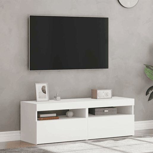 móveis de TV - Armários TV com luzes LED 2 pcs 60x35x40 cm branco