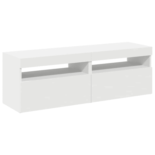 móveis de TV - Armários TV com luzes LED 2 pcs 60x35x40 cm branco