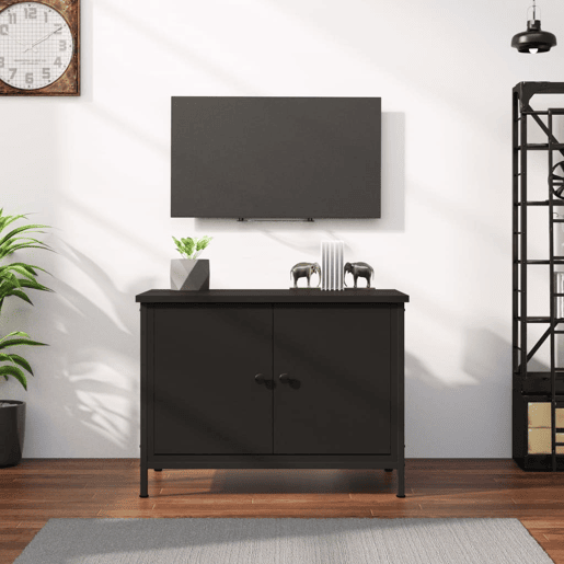 Móvel para TV - Móvel de TV - Armário de TV c portas 60x35x45 cm derivados de madeira preto