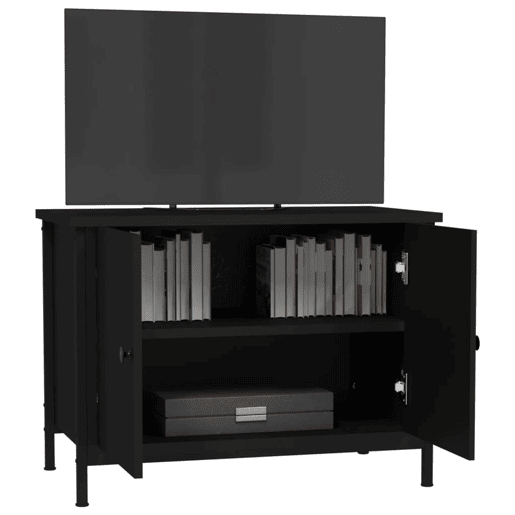 Móvel para TV - Móvel de TV - Armário de TV c portas 60x35x45 cm derivados de madeira preto