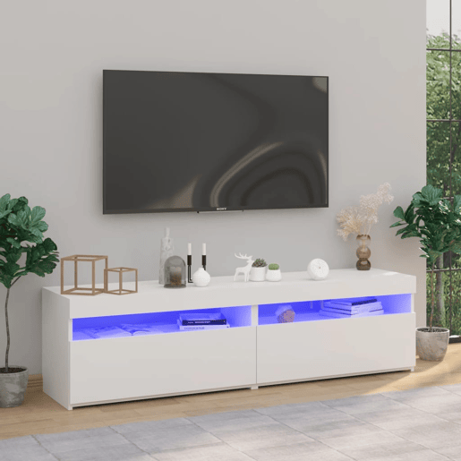 Móvel de TV - Modulo de TV - Armário de TV com luzes LED 2 pcs 75x35x40 cm branco