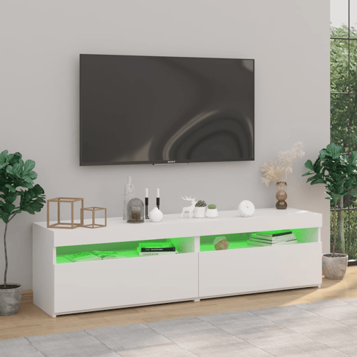 Móvel de TV - Modulo de TV - Armário de TV com luzes LED 2 pcs 75x35x40 cm branco