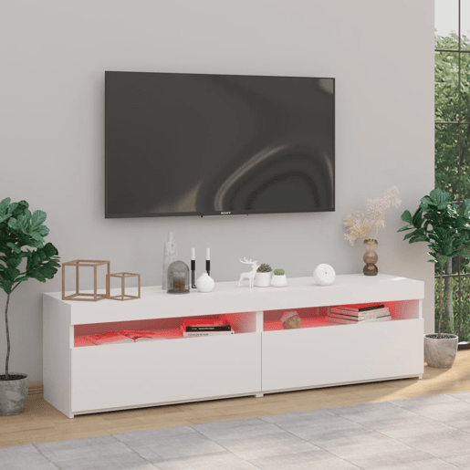 Móvel de TV - Modulo de TV - Armário de TV com luzes LED 2 pcs 75x35x40 cm branco