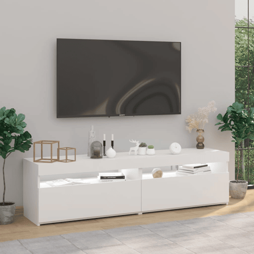 Móvel de TV - Modulo de TV - Armário de TV com luzes LED 2 pcs 75x35x40 cm branco