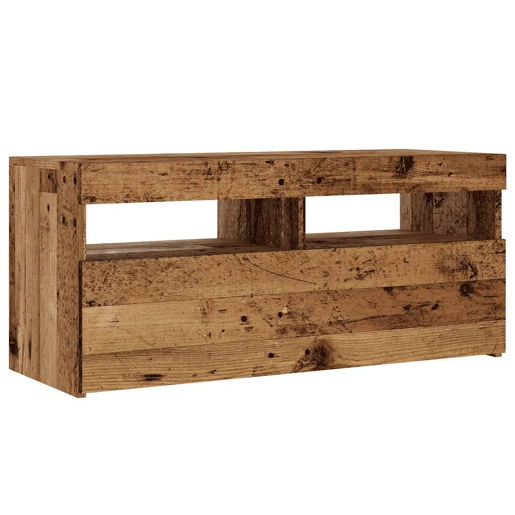 Móvel de TV - Modulo de TV - Armário de TV com luzes LED derivados de madeira madeira velha
