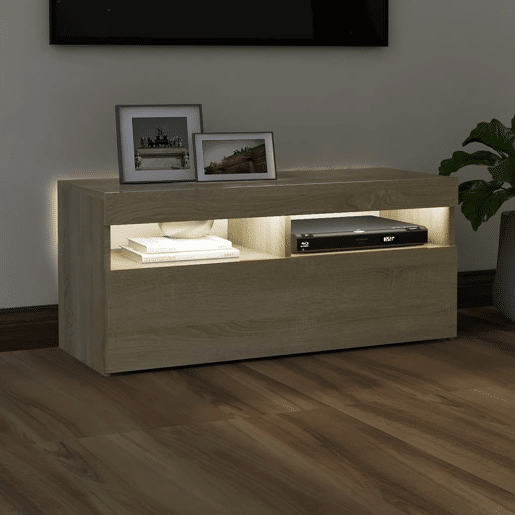 Móvel de TV - Modulo de TV - Armário de TV com luzes LED 90x35x40 cm carvalho sonoma