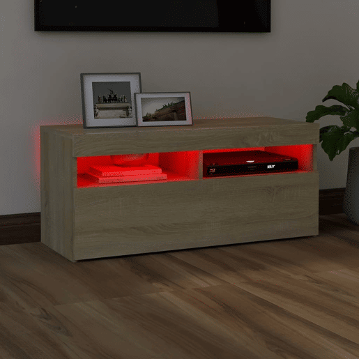 Móvel de TV - Modulo de TV - Armário de TV com luzes LED 90x35x40 cm carvalho sonoma
