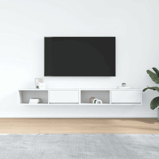móveis de TV - Armários TV 2 pcs 100x31x25,5 cm deriv. madeira branco