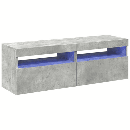 móveis de TV - Armários TV com luzes LED 2 pcs 60x35x40 cm cinzento cimento