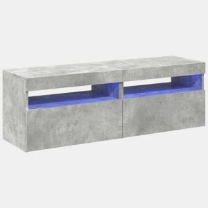 móveis de TV - Armários TV com luzes LED 2 pcs 60x35x40 cm cinzento cimento