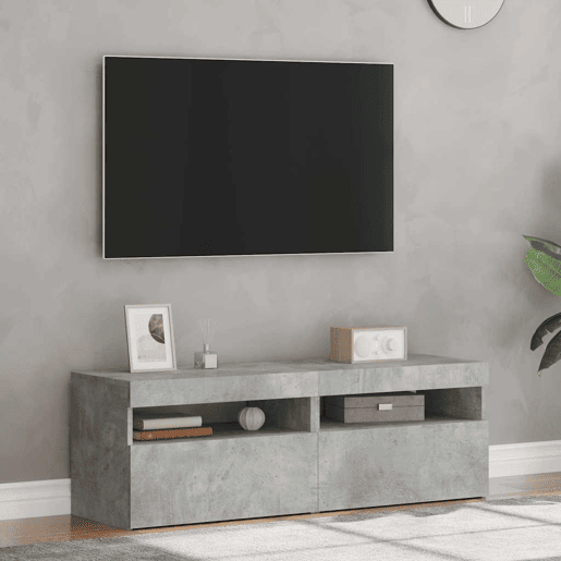 móveis de TV - Armários TV com luzes LED 2 pcs 60x35x40 cm cinzento cimento