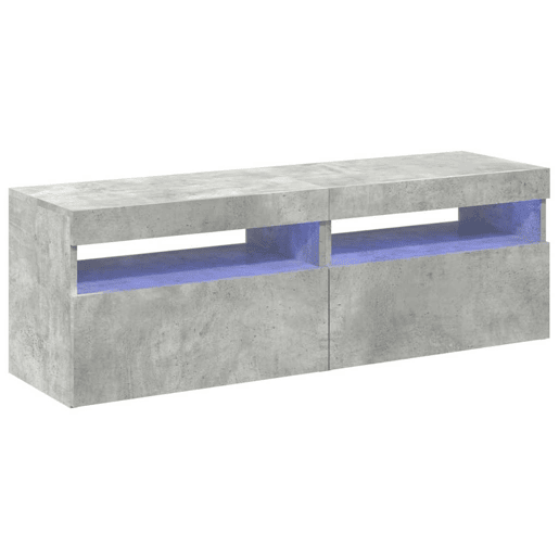 móveis de TV - Armários TV com luzes LED 2 pcs 60x35x40 cm cinzento cimento
