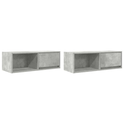móveis de TV - Armários TV 2pcs 80x31x25,5cm madeira processada cinza cimento