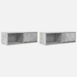 móveis de TV - Armários TV 2pcs 80x31x25,5cm madeira processada cinza cimento