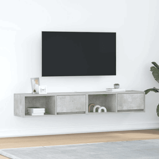 móveis de TV - Armários TV 2pcs 80x31x25,5cm madeira processada cinza cimento