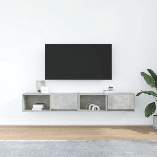 móveis de TV - Armários TV 2pcs 80x31x25,5cm madeira processada cinza cimento