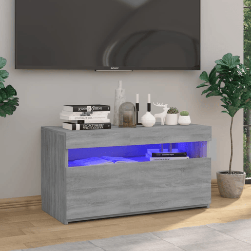 Móvel de TV - Modulo de TV - Armário de TV com luzes LED 75x35x40 cm cinzento sonoma