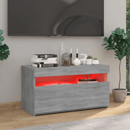 Móvel de TV - Modulo de TV - Armário de TV com luzes LED 75x35x40 cm cinzento sonoma