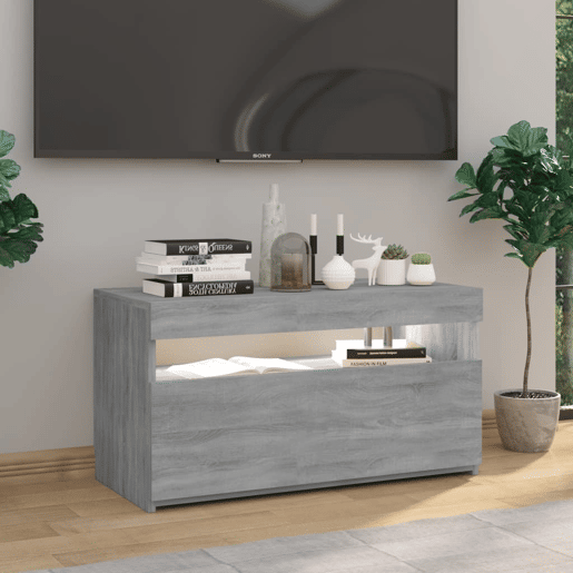 Móvel de TV - Modulo de TV - Armário de TV com luzes LED 75x35x40 cm cinzento sonoma