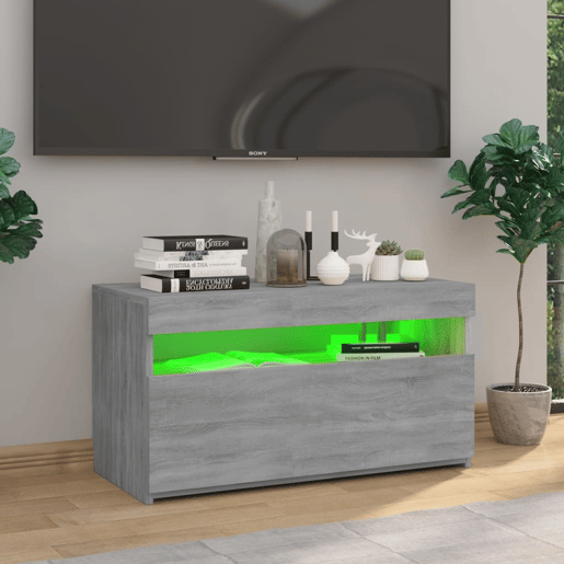Móvel de TV - Modulo de TV - Armário de TV com luzes LED 75x35x40 cm cinzento sonoma
