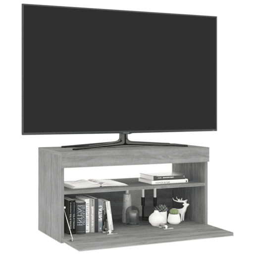 Móvel de TV - Modulo de TV - Armário de TV com luzes LED 75x35x40 cm cinzento sonoma